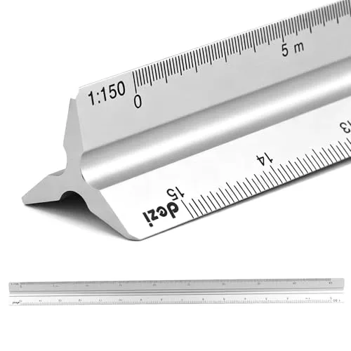 Dreikantmaßstab Lineal 30 cm, SZXMDKH Maßstab 1:20, 1:25, 1:50, 1:75, 1:100, 1:150, Silber