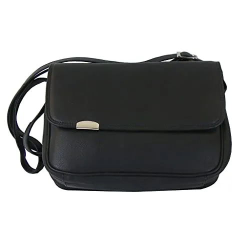 HGL Damen Überschlagtasche schwarz - Echt-Leder Rindleder Schultertasche 19449 - Damen-Schultertaschen mit stilvollem Design, aus hochwertigem Rindleder gefertigt und ideal für den Alltag oder besondere Anlässe.