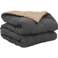 vidaXL Ganzjahresbettdecke Anthrazit/Taupe 200x135 cm - Moderne Ganzjahresbettdecke aus atmungsaktiver Mikrofaser für optimalen Komfort. Ideal für jedes Schlafzimmer, pflegeleicht und allergikerfreundlich.