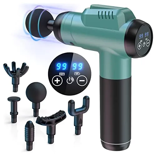 Massagepistole, Timiyou Massagegerät Massage Gun mit 99 Intensitätsstufen, bis zu 9800 U/min, 6 Massageköpfen, Leise Muskelmassagepistole zur Schmerzlinderung für Rücken, Nacken