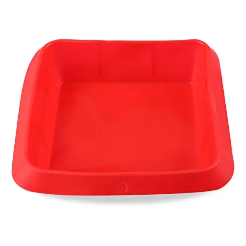 Belmalia Auflauf-Form Silikon, 100% BPA-frei, Lasagne-Form, Kuchen-Backform, Antihaftbeschichtet, 20 x 20 cm Rot