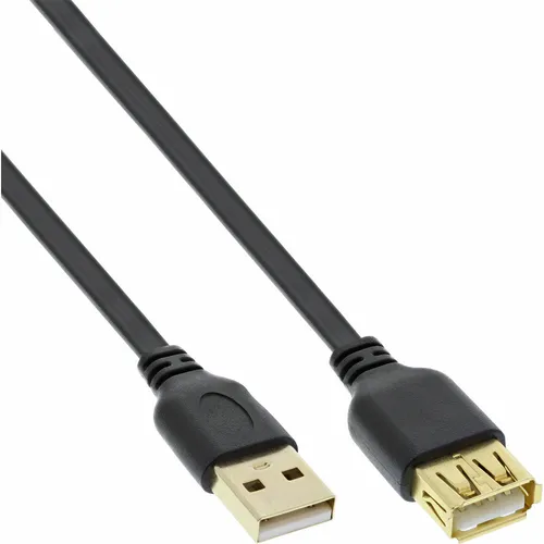 InLine® USB 2.0 Flachkabel Verlängerung A Stecker zu Buchse schwarz 3m