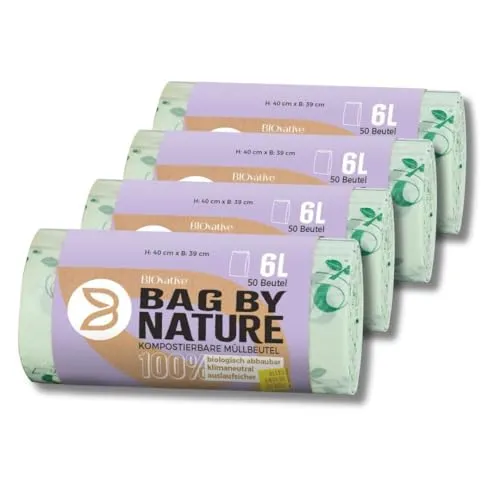 BIOvative PRODUCTS 6L Biomüllbeutel | 200 Müllbeutel, 100% kompostierbar, Made in Germany | Reißfeste Bio-Abfallbeutel, klimaneutralisiert & vegan | Nachhaltig für umweltbewusste Haushalte