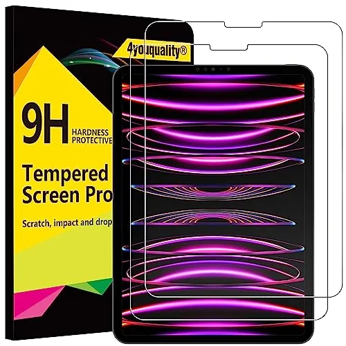 4youquality [2 Stück Displayschutzfolie für iPad Pro 11 Zoll Alle Modelle & iPad Air 5/4 (10.9 Zoll 2022/2020), Panzerglasfolie, Anti-Kratzen, Schlagfest, Face ID Kompatibel