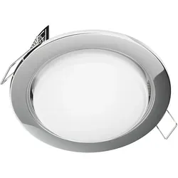 ledscom.de Einbaustrahler Zobe flach chrom rund + LED Lampe 541lm warm-weiß 3-Stufen Dimmen ohne Dimmer mit Lichtschalter 107mm Ø Lochkreis 90mm Ø