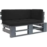 vidaXL Outdoor-Ecksofa Paletten Kiefernholz Grau - Kompaktes Paletten-Ecksofa aus imprägniertem Kiefernholz, ideal für Terrasse oder Garten. Mit bequemen Kissen ausgestattet, bietet es rustikalen Charme und hohen Sitzkomfort für entspannte Stunden im Freien.