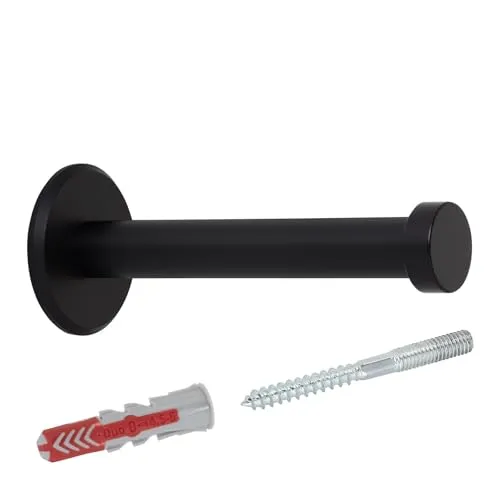 SOTECH Garderobenhaken TALEA Edelstahl massiv schwarz eloxiert (Ø 10/15 mm Länge 70 mm, Gesamtlänge 73 mm) Wandhaken mit Platte für die Wand-Montage Kleiderhaken inkl. Befestigungsmaterial
