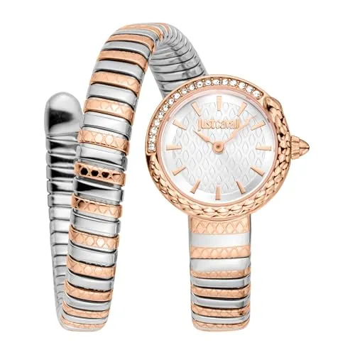 Just Cavalli Damen Analog Quarz Uhr JC1L301M0075 - Elegante Armbanduhr mit luxuriösem Schlangendesign, ideal für modebewusste Damen. Wasserfest und mit präzisem Quarzwerk für zuverlässige Zeitmessung.