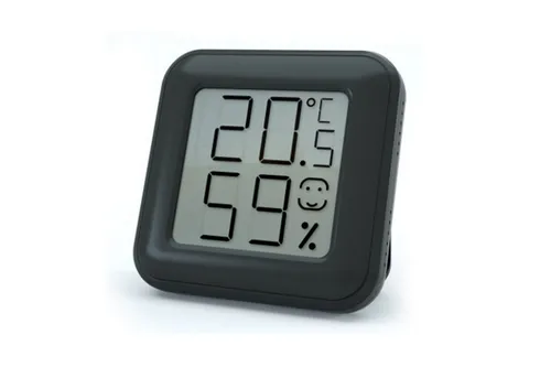 Klimamesser Praktische Raumklimastation mit Thermo- und Hygrometer, Schwarz, 72 x 71 x 11 mm, Temperatur, Luftfeuchtigkeit