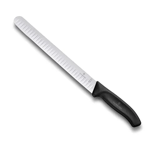 Victorinox Swiss Classic, Profi Schinkenmesser, Extra Scharfe Klinge, Kullenschliff, 25 cm, Kunststoffgriff, Rostfreier Stahl, schwarz