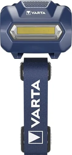 VARTA Headlight H10 LED Stirnleuchte (waschbares und bequemes Kopfband, schwenkbarer Kopf, batteriebetrieben) blau für den Alltag, freihändiges Arbeiten, Hundespaziergang oder Wandern