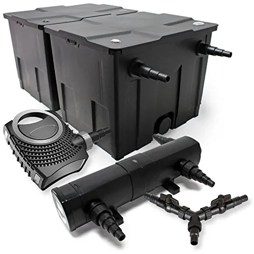 SunSun Komplettset CBF-350B: Teichfilteranlage für bis zu 60.000L - Filterpumpen für Gartenteiche - Effiziente 2-stufige Filterung und 36W UVC Klärer sorgen für kristallklares Wasser bei minimaler Wartung. Ideal für Teichbesitzer, die einen gesunden Teich genießen möchten.