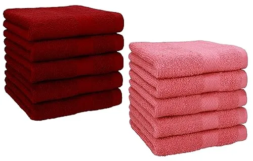 Betz 10 Stück Seiftücher Seiftuch Seiflappen Set Premium 100% Baumwolle Größe 30 x 30 cm Farbe rubinrot - Himbeere