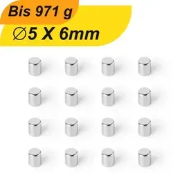 Neodym Magnet 5mm x 6mm - Supermagnete mit hoher Haftkraft - Kompakte Neodym Magnete mit starker Haltekraft für vielseitige Anwendungen. Ideal für Handwerk und Haushalt, langlebige Beschichtung sorgt für zuverlässige Leistung.