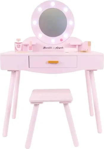 Bandits & Angels Kinderschminktisch Sofia Pink mit Spiegel und Beleuchtung für Mädchen ab 3 Jahren