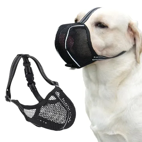 Maulkorb für Hunde – Atmungsaktiver Fressschutz mit Reflektorstreifen für kleine Rassen (Schwarz)