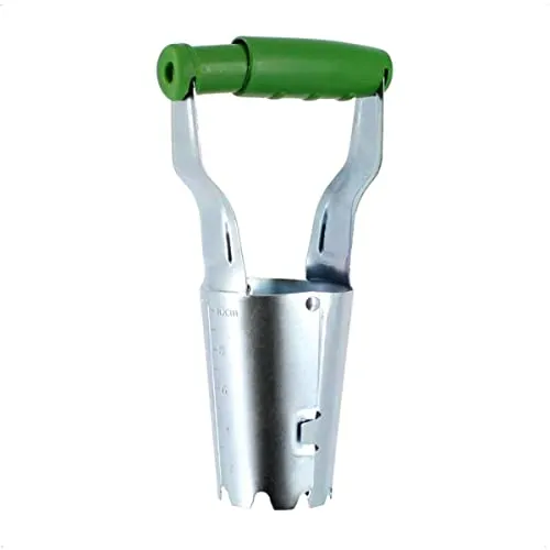 Rekord Blumen-zwiebelpflanzer (verzinkt) mit Tiefenmarkierungen Ø 8 cm, Pflanzhilfe, Pflanzer, Zwiebel-Stecher, Pflanzgerät, Pflanzlochstecher, Blumenzwiebelpflanzer