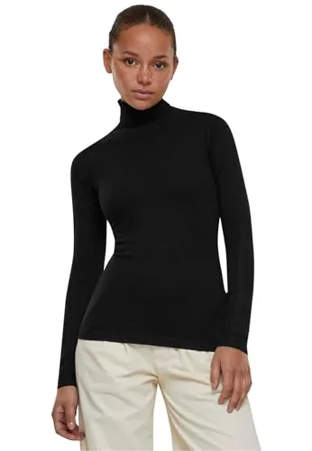 Urban Classics Damen Sweatshirt Ladies Knitted Turtleneck Sweater Black 3XL