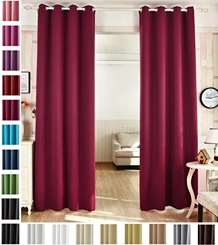 WOLTU Gardinen Vorhang Blickdicht mit Ösen, Leichter & weicher Verdunklungsvorhang Wärmeisolierend Ösenschal 135x225 cm Brombeere, Thermovorhang Kälteschutz für Wohnzimmer Schlafzimmer Kinderzimmer