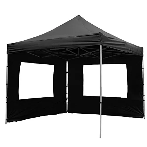 Nexos Profi Faltpavillon Partyzelt Pavillon 3x3 m mit 4 Seitenteilen - hochwertige Ausführung - wasserdichtes Dach mit PVC-Coating - 270 g/m² incl. Tragetasche und Zubehör – Farbe: schwarz