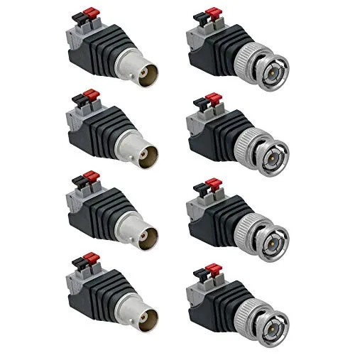 4X BNC Stecker + 4X BNC Buchse >Terminalblock 2Pin Druck Klemmen Adapter Verbinder Set