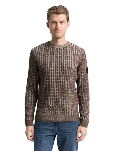 TOM TAILOR Strickpullover mit Zopfmuster in Braun XXL - Stylischer Strickpullover in Regular Fit, ideal für die kühle Jahreszeit. Aus hochwertiger Baumwoll-Mischung gefertigt, bietet er angenehmen Tragekomfort und ist vielseitig kombinierbar.