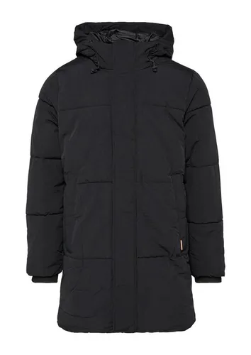 QS Gesteppter Outdoor-Mantel mit Kapuze schwarz L - Funktionsjacken - warmer, wattierter Mantel mit regulärer Passform und praktischer Kapuze, ideal für kalte Tage.