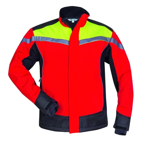 Elysee Schutzjacke ESCHE Waldarbeiter Softshell-Jacke ELYSEE® Rot/Gelb/Schwarz Gr.L - Protektorenjacke für Waldarbeiter, atmungsaktiv mit 8.000 mm Wassersäule, ideal für anspruchsvolle Einsätze im Freien.