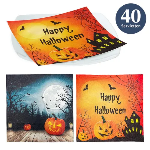 40er Set Happy Halloweeen Servietten Papierservietten 3-lagig ca. 33x33cm Deko