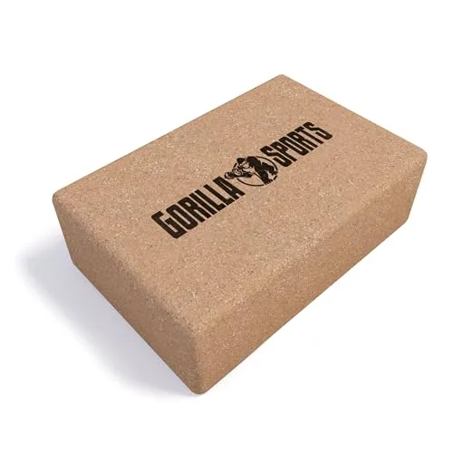 GORILLA SPORTS® Yoga Block - 22,5 x 15 x 7,5 cm, Rutschfester, Abgerundete Ecken, aus Kork - Yogaklotz, Korkblock, Yogablock, Fitness Zubehör für Anfänger und Fortgeschrittene, Pilates, Regeneration