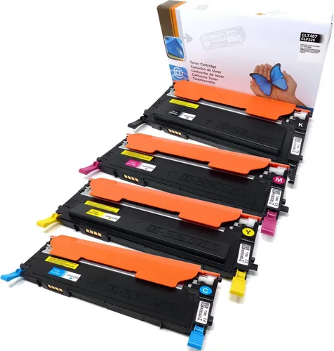 4x Toner ersetzt Samsung CLT-407 / CLP-320 – Kompatibel mit CLP- und CLX-Serien, 2.800/2.000 Seiten