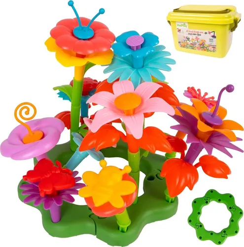 Malplay Blöcke Kreative Blumen Konstruktionsspielzeug Garten DIY Set 73 Elemente Geschenk ab 3 Jahren