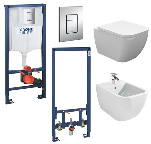 vanvilla Hänge WC spülrandlos SoftClose Bidet Tara mit Grohe Vorwandelement SET