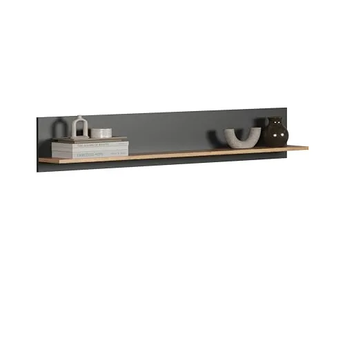 trendteam smart living Esteban Wandregal - Anthrazit/Evoke Eiche - Bücherregal mit großzügiger Ablagefläche (BxHxT) 150 x 25 x 18 cm, ideal für Dekoration und Stauraum, vereint moderne Ästhetik mit Langlebigkeit.