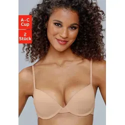 petite fleur by Lascana Schalen-BH (Packung, 2 Stück) mit Bügel, aus Baumwolle beige 80