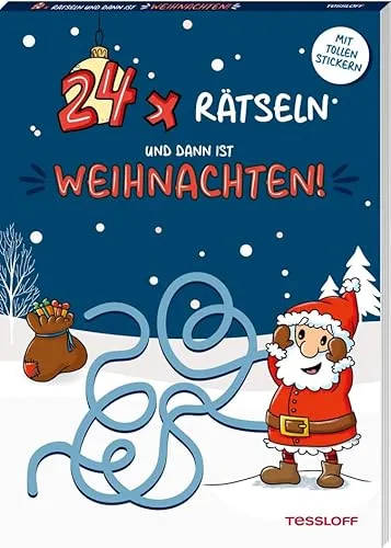 rätseln und dann ist Weihnachten! / Stimmungsvolle Rätsel für Kinder ab 4 Jahren / Mit vielen bunten Stickern: Adventskalender mit 24 Rätseln zum ... bezaubernden Stickern (Rätsel, Spaß, Spiele) 24 x
