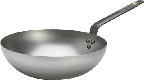de Buyer Wok Mineral B - Hochwertige Pfanne - Pfanne aus 100% französischer Herstellung, mit natürlichem Bienenwachs beschichtet für verbesserten Oxidationsschutz und Antihaft-Eigenschaften, ideal für alle Herdarten, auch Induktion.