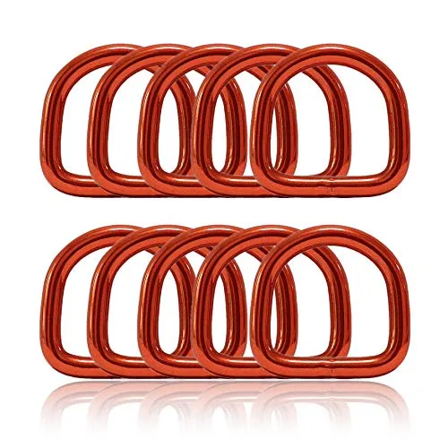 Ganzoo D - Ring aus Stahl, 10er Set, Innenmaß 21mm, Materialstärke 4mm, DIY Hunde-Halsband, nichtrostend, geschweißt, Ideal mit Paracord 550, Farbe rot