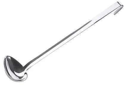 Contacto Edelstahl Gießlöffel quer für Linkshänder - Hochwertiger Gießlöffel aus fugenlosem Edelstahl 18/10, ideal für Linkshänder. Mit einer Länge von 37 cm und einem Volumen von 0,075 l ist er perfekt für präzises Gießen in der Küche.