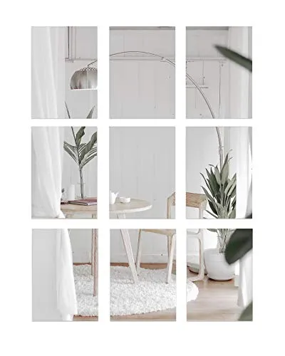 BD ART Spiegel zum Kleben 9 Stück 21 x 30 cm - Dekorative Wandspiegel zum Aufkleben - Klebespiegel für die Wand Ganzkörper - Spiegelfliesen Selbstklebend - Spiegelwand Ohne Bohren für Tür & Schrank