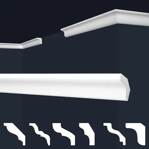 marbet design Stuckleiste E-3, 40 Meter - Elegante Deckenleisten aus XPS - Deckenleisten aus hochwertigem XPS Styropor, feuchtigkeitsbeständig und einfach zu montieren. Verleihen Sie Ihrem Raum zeitlose Eleganz mit individuellen Farbgestaltungen.