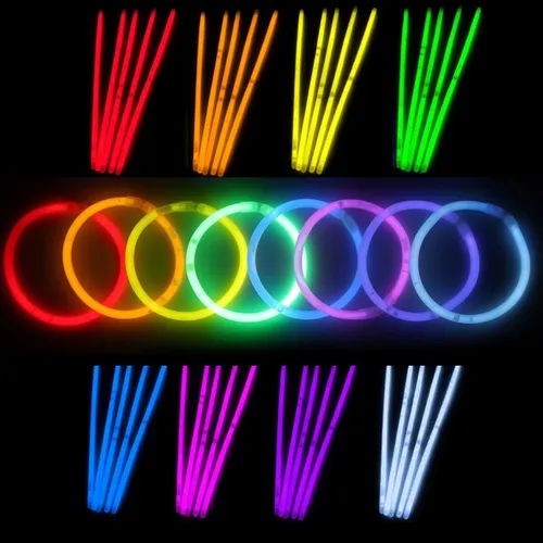 500x Knicklichter Leuchstäbe - Neon Spaß für jede Party - Knicklichter, 500 Stück in 8 leuchtenden Farben, perfekt für Partys, Festivals und kreative Bastelprojekte.