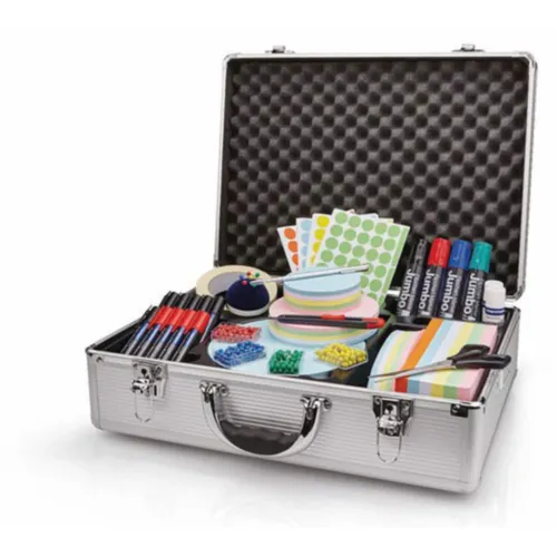 magnetoplan Präsentations-Kit Moderationskoffer inkl. Zubehör - Pinnwandzubehör für kreative Präsentationen, umfangreiches Set mit Aluminiumkoffer und vielfältigem Zubehör für effektive Moderationen.