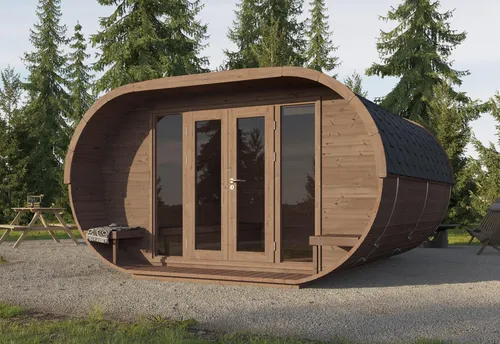 Ovales Camping Fass Modell 400 Thermo – Hochwertige Sauna - Ovales Camping Fass Modell 400 Thermo aus nordischer Fichte, robust und langlebig. Ideal für entspannende Stunden im Freien. Lieferung als Bausatz mit hochwertiger Innenausstattung und Montagematerial.