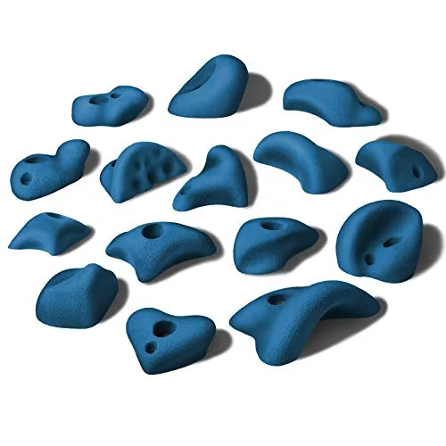 ALPIDEX 15 Klettergriffe M/L - Balance Blue - 15 Klettergriffe in zwei Größen mit verschiedenen Formen und Farben. Ideal für drinnen und draußen, bieten sie guten Halt und sind einfach zu montieren. Perfekt für abwechslungsreiche Kletterrouten und Spaß für alle Altersgruppen!
