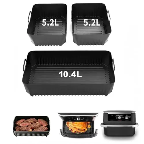 Heißluftfritteuse Zubehör für Ninja Foodi Flexdrawer 10,4 L AF500EU, Ninja Airfryer Zubehör,3 Stück Air Fryer Silikonmatte(eisenhaltig)