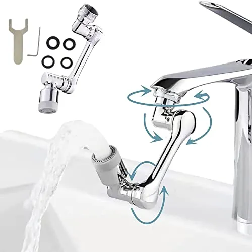 KKNE Wasserhahn Aufsatz, 1080° Swivel Tap Aerator, Tap Extender Adapter, Extension Tap Attachment mit 2 Sprayfunktionen, Rotating Faucet Extender Aerator, Universal Splash Faucet Spray