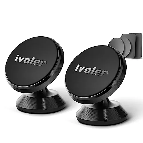 ivoler [2 Stücke] Handyhalter fürs Auto, Handyhalterung Auto Magnet, KFZ Magnet Handyhalter 360 Grad Einstellbare Smartphone Halterung Auto kompatibel für iPhone, Samsung, Huawei usw.- Schwarz