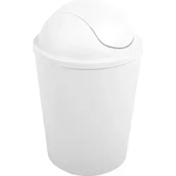 MSV Kosmetikeimer Abfalleimer Schwingdeckeleimer 5,5 Liter Kunststoff Weiß - Weiß