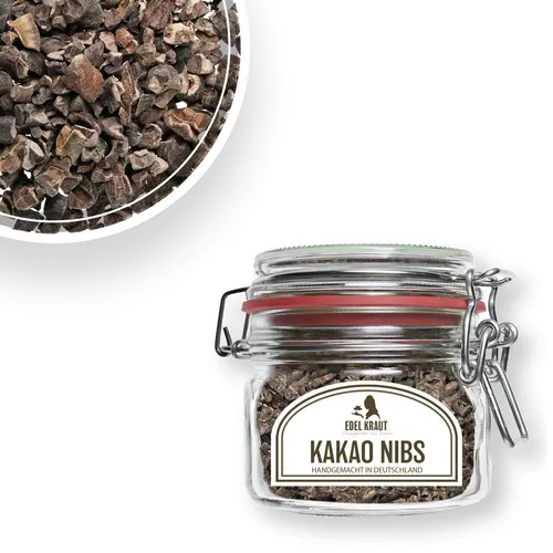 125g BIO Kakao Nibs im Premium Glas EDEL KRAUT Premium Superfood